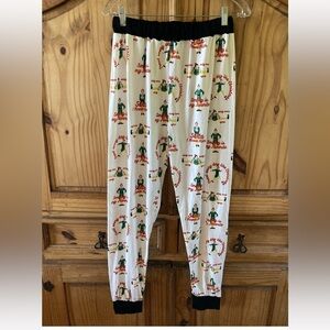 Women Elf White green soft knit pajama lounge pants - size S